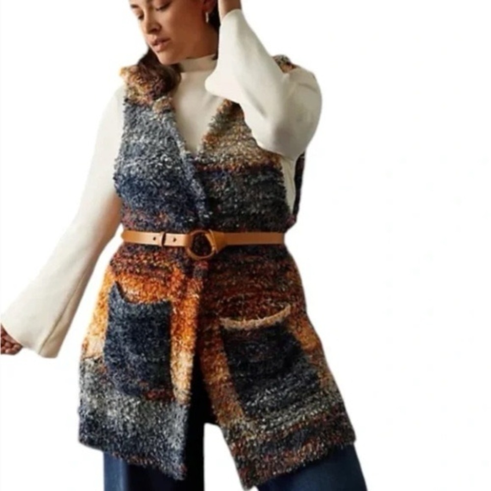 Anthropologie Pilcro Crochet Y2K Spacedye Hippie Bohemian Vest Size Medium
